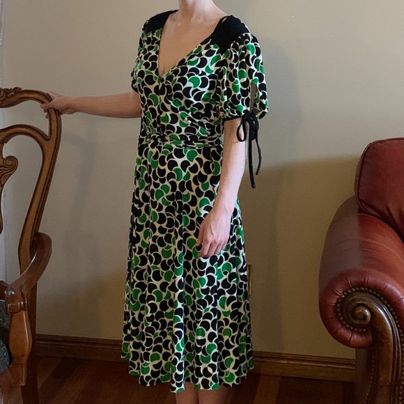 Green pattern summer dress - Picture 2 of 5